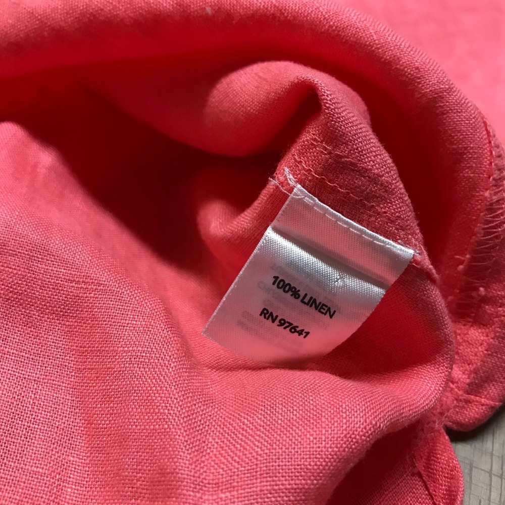 J. Jill Love Linen Shift Dress Womens Size XL Pink Short Sleeve V-Neck Summer - Picture 8 of 12